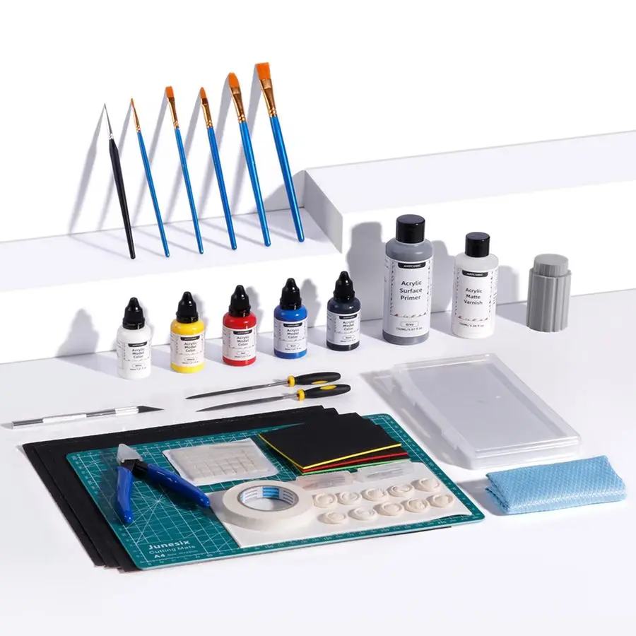 

3D Printer Accessories, Multifunctional 3D Models Painting Set with Acrylic Paint kit 5 Colors, Primer, Topcoat, and Painting To