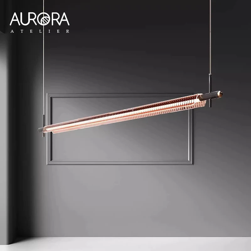 Nordic Minimalist Long Chandelier Creative Restaurant Kitchen Island Bar Counter Pendant Lamp Home Decor Indoor Lighting Fixture