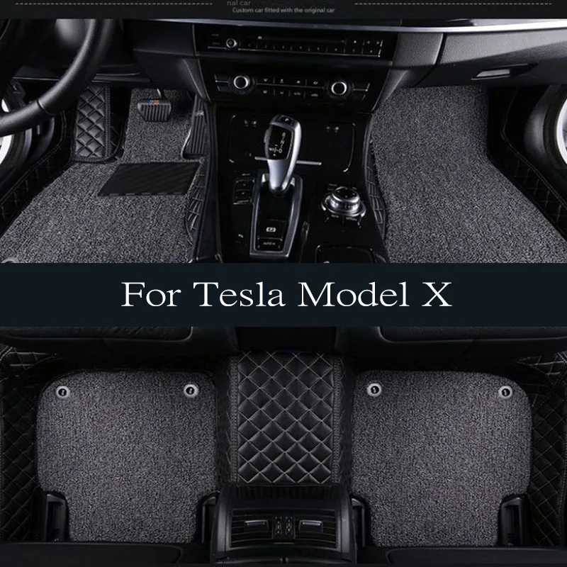 

Car Floor Mats For Tesla Model X 2016~2022 6 seat Second Row No Handrails Anti-dirt pad Interior Parts floor Pad Car Accessories