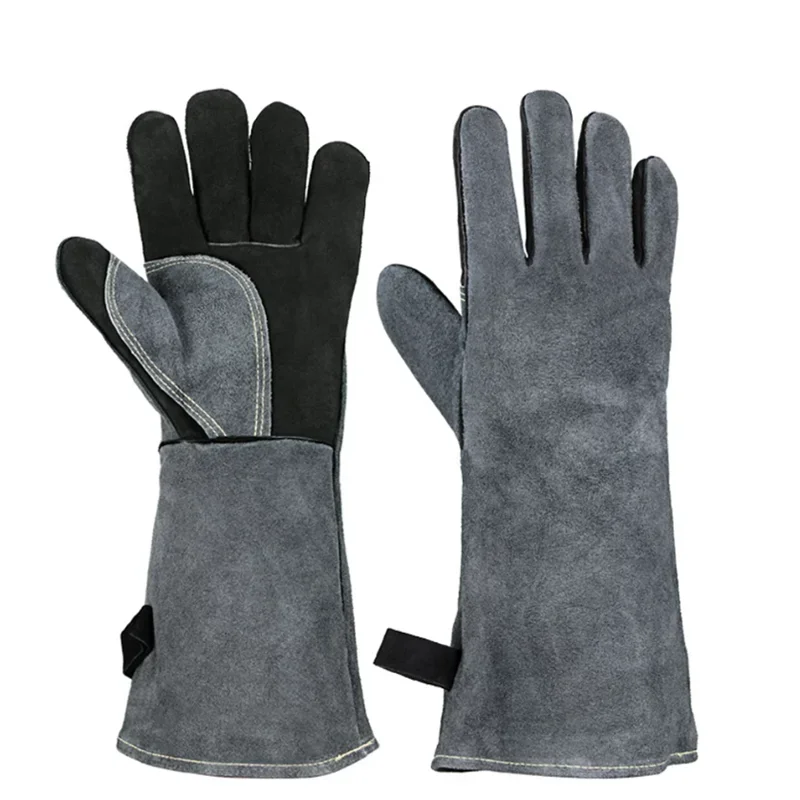 Welding protection Work leather Gloves For Welder BBQ Kitchen Stove Heat Puncture Resistant Gloves For Welding New