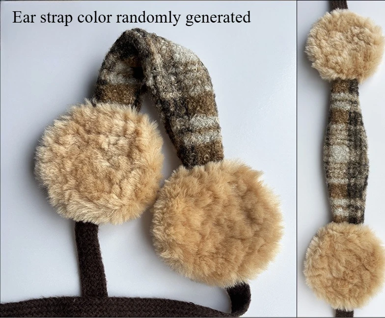 Winter lace-up contrasting plush earmuffs girls cute versatile no skeleton thickened warm earmuffs