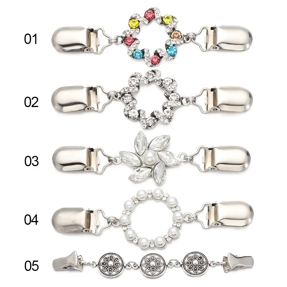 여성용 스웨터 스카프 걸쇠 라인석 반짝이 블라우스 칼라 핀, 여성 숄 클립, 가디건, 오리 클립 브로치, 여성용 선물