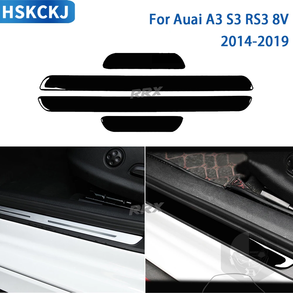 

For Audi A3 S3 RS3 8V 2014 2015 2016 2017 2018 2019 Accessories Car Interior Exterior Handle Sticker Black Plastic