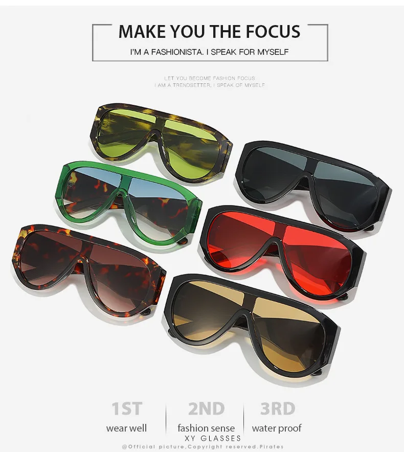 Luxus Pilot Sonnenbrille Frauen Marke Design One Piece Shades Großen Rahmen Sonnenbrille Gelbe Linse Brillen Weibliche Shades – Detail 1