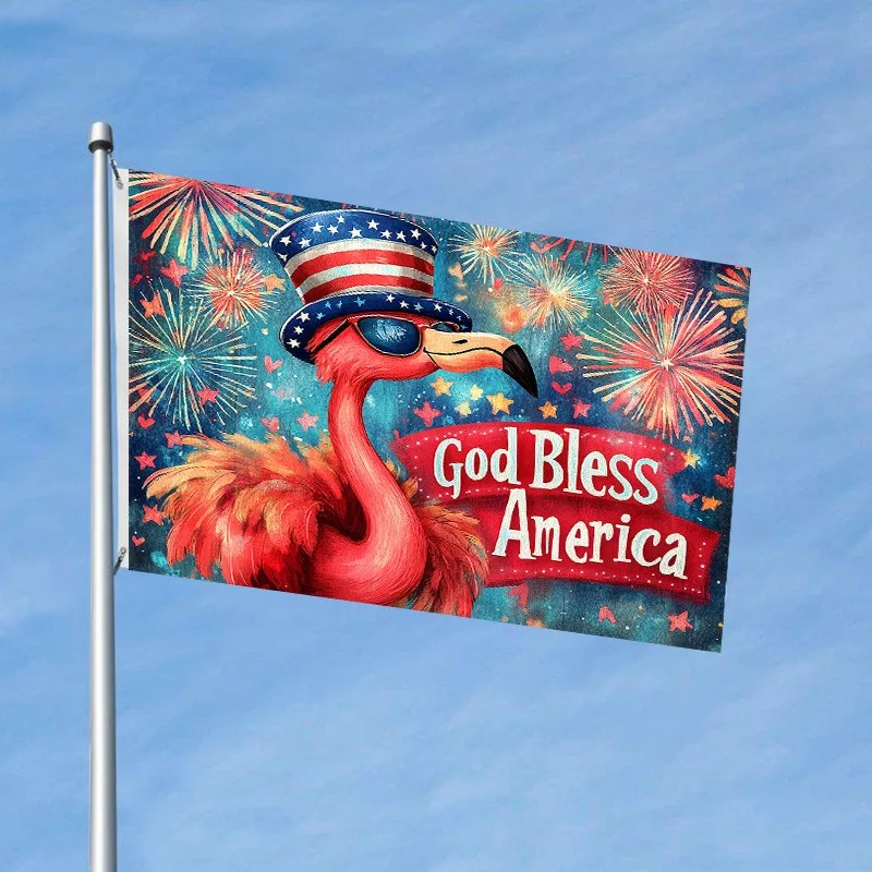 Flamingo God Bless America Artworks Polyester Garden Flag Outdoor Patriotic Decor