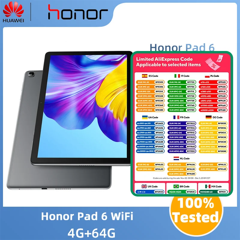 Honor Pad 6 WiFi version 64GB 6000mah Battery Type-C 5MP+2MP Camera CPU Kirin710A 10.1inch 1920x1200 Screen Used pad 247,161.67Extra 5% off with coinsTopSmartphone StoreSee previewSimilar items