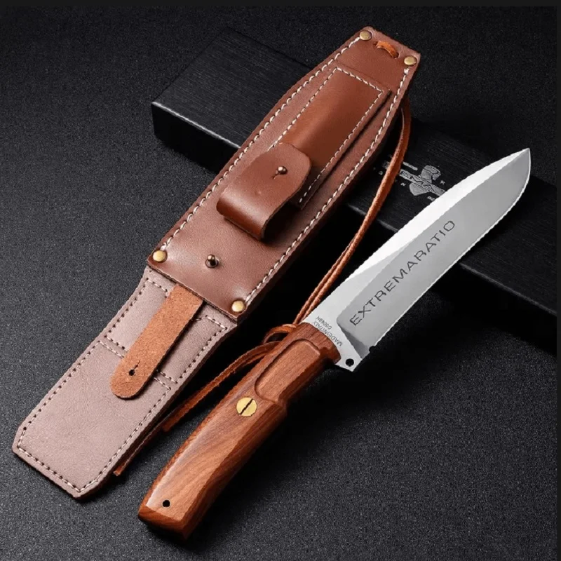 High-end outdoor high hardness straight knife, fruit knife, camping chopping wood knife, multi-purpose sharp knife, hunting knif