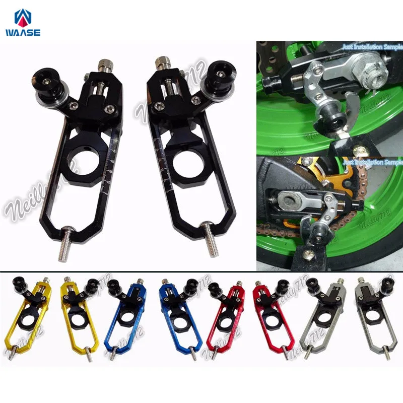 waase Motorcycle Chain Adjusters with Spool Tensioners Catena For Suzuki GSXR600 GSXR750 GSXR 600 750 2006 2007 2008 2009 2010