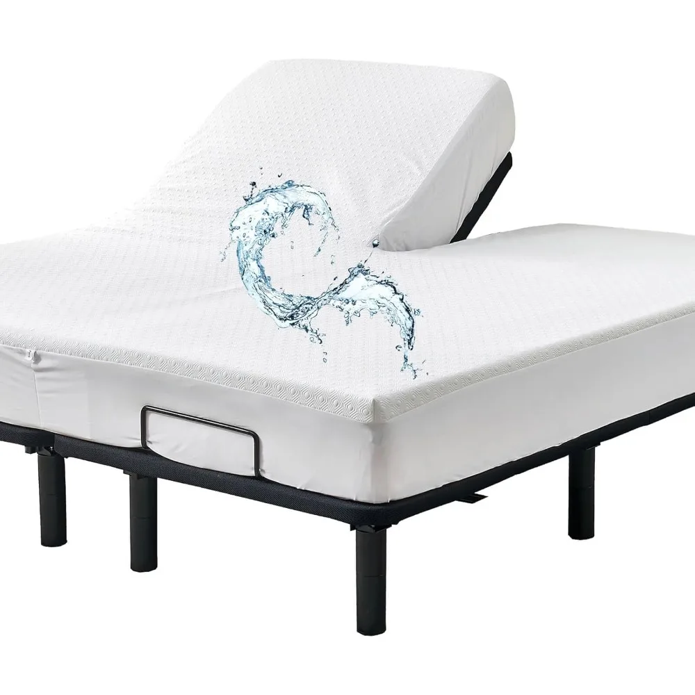

Waterproof Cooler Bamboo Viscose Split Top King Mattress Protector for Adjustable Bed with Upper Flex 32-34 from Head Fitted Ma