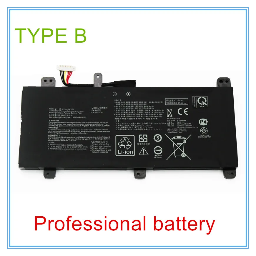 15.4V 66Wh C41N1731 C41N1731-2 Batteria Del Computer Portatile per Gl704 GL504GM GL504GW GL504GS G515GV GL704GM