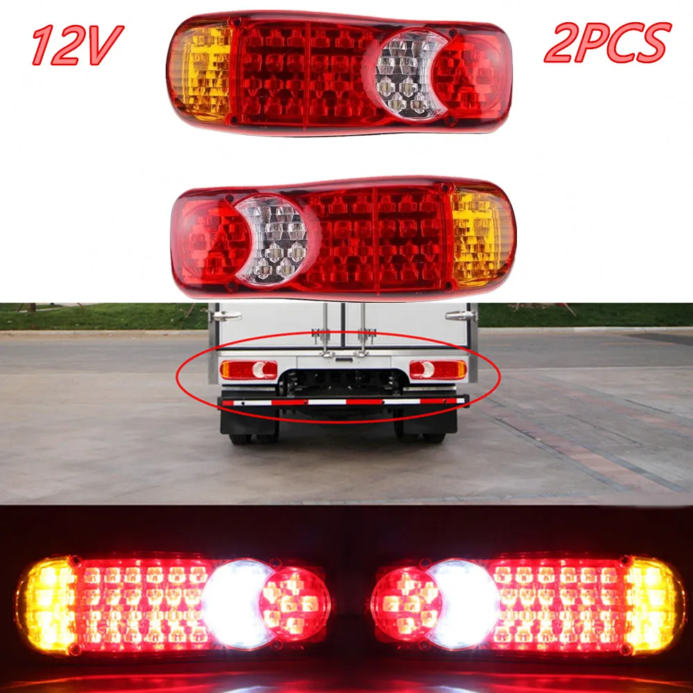 2PCS 12V Led Trailer Lights 46LED Turn Signal Indicator Lamp Truck Rear Tail Light for  Tipper Caravan Scania Truck Accessories 10pcs 24v car truck side marker lights signal indicator lamp warning tail light 3 modes trailer lorry scania truck accessories