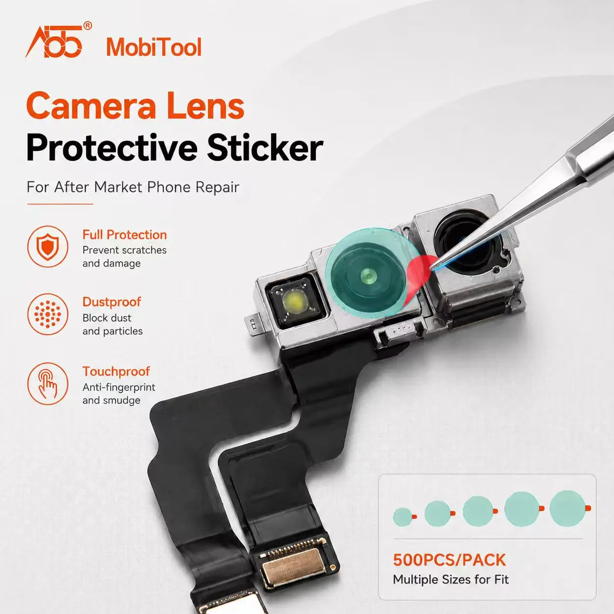 

Mobi Tool 500Pcs/Pack Moible Phone Camera Lens Protection Sticker ,5-12mm Universal Dust-proof Anti-Fingerprint Camera Cover