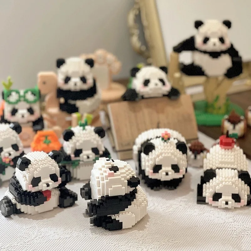 Panda 3D-Konstrukteur, Mikrostein, kleine Partikel, zusammengebauter Diamant-Baustein für Kinder, Jungen, Spiele für 6 bis 10 Jahre, Kindergeschenk