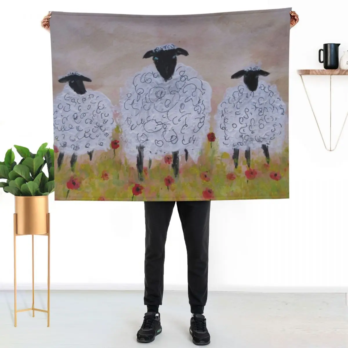 Sheep in the Meadow Throw Blanket Cute Sofa Quilt Furrys Beautifuls Fashion Sofas Stuffeds Blankets