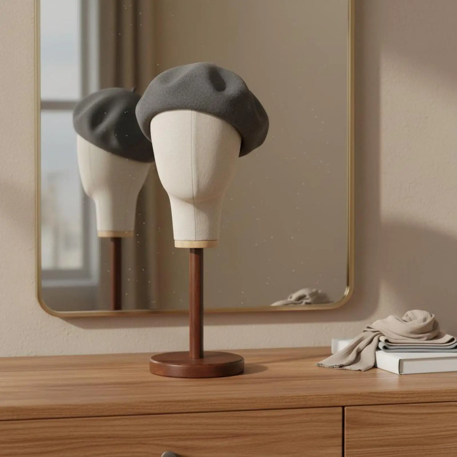 Hat and Hairpiece Display Stand Textile Covered Canvas Mannequin Head Easy To