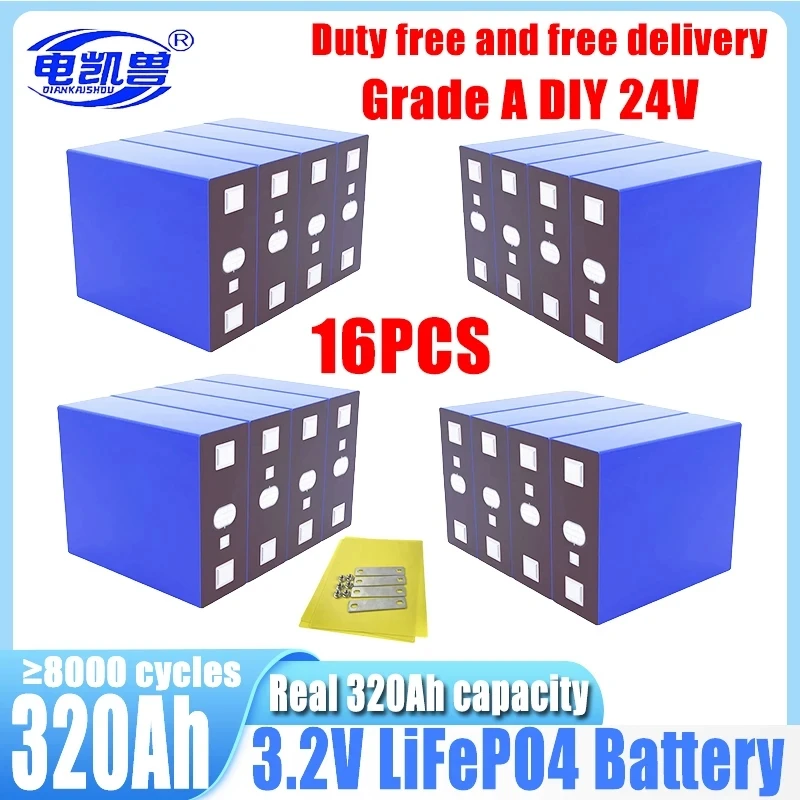 

16pcs 3.2V 320Ah 280Ah 310AH 105Ah 150Ah LiFePO4 battery 3C Lithium iron phosphate battery for 4S 48V Golf Cart Yacht RV solar