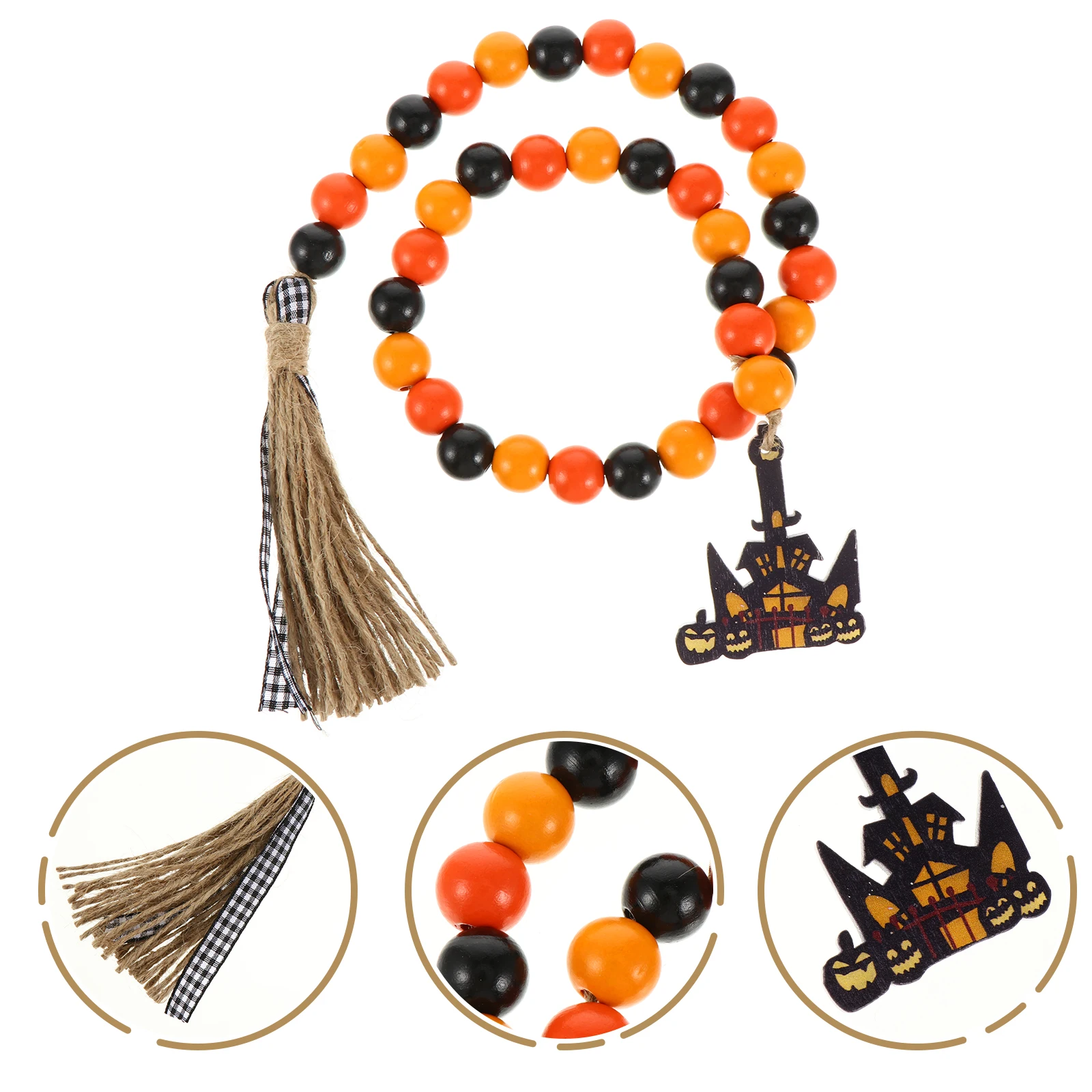 

1Pcs Wooden Bead Ornament Environmental Material Safe Halloween Pendant Home Decor Halloween Tag Wooden Bead Ornament