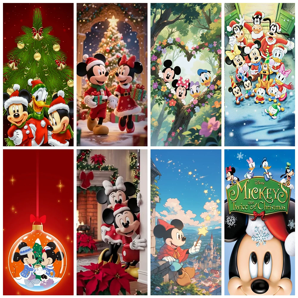 

Disney Mickey Minnie Mouse Christmas Background Decoration Children's Cartoon Door Cover Photography Props Backdrop Banner Gift