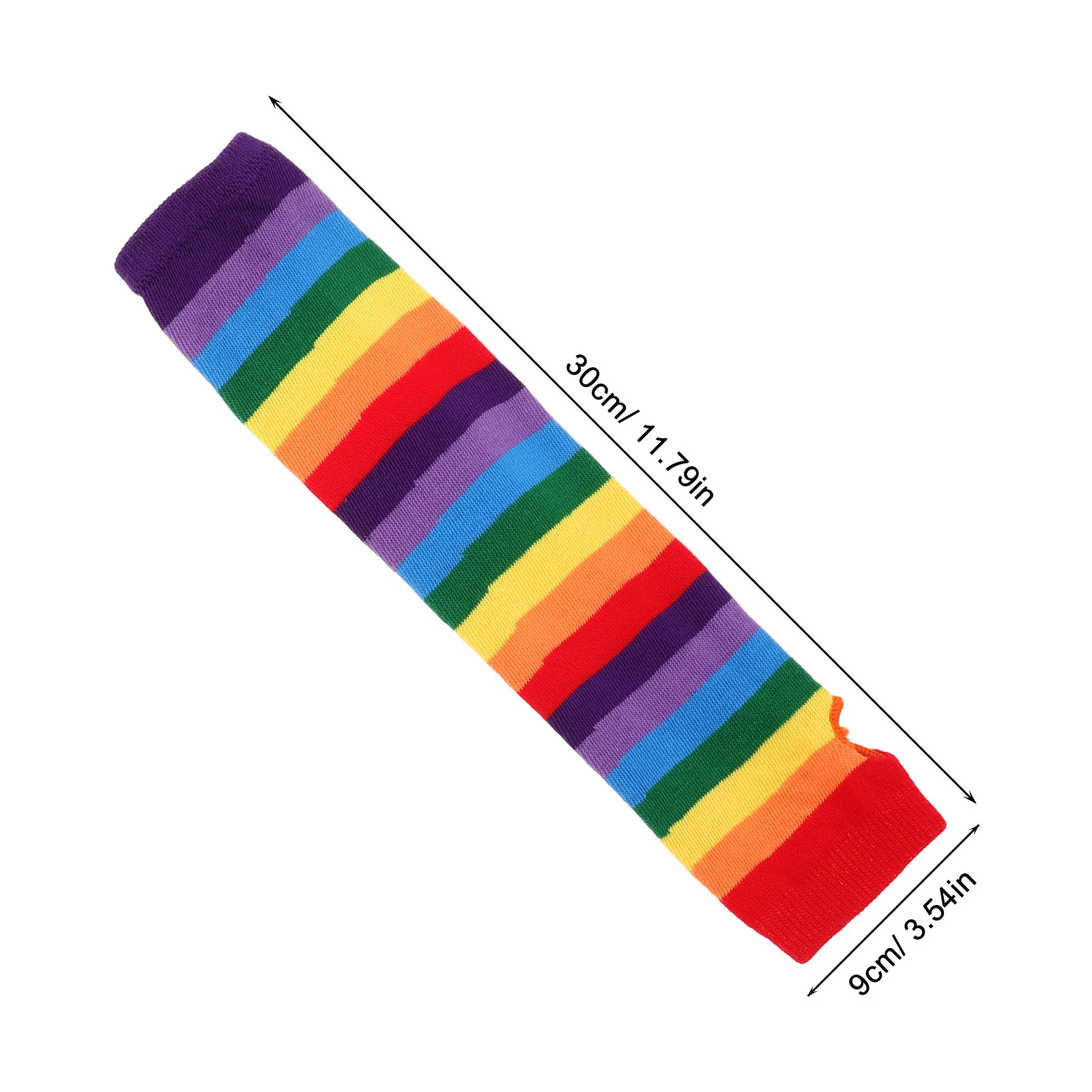 2Pairs Rainbow Striped Fingerless Gloves Soft Cloth Material Warm Comfortable for Women Party Winter Daily Wear Pride