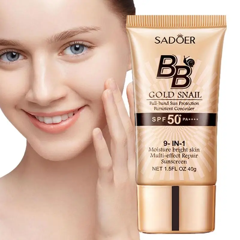 BB Cream SPF50+ Gold Snail Sunscreen Whitening Foundation Mild Concealer Lightweight BB Cream Moisturizing Long Lasting Cream