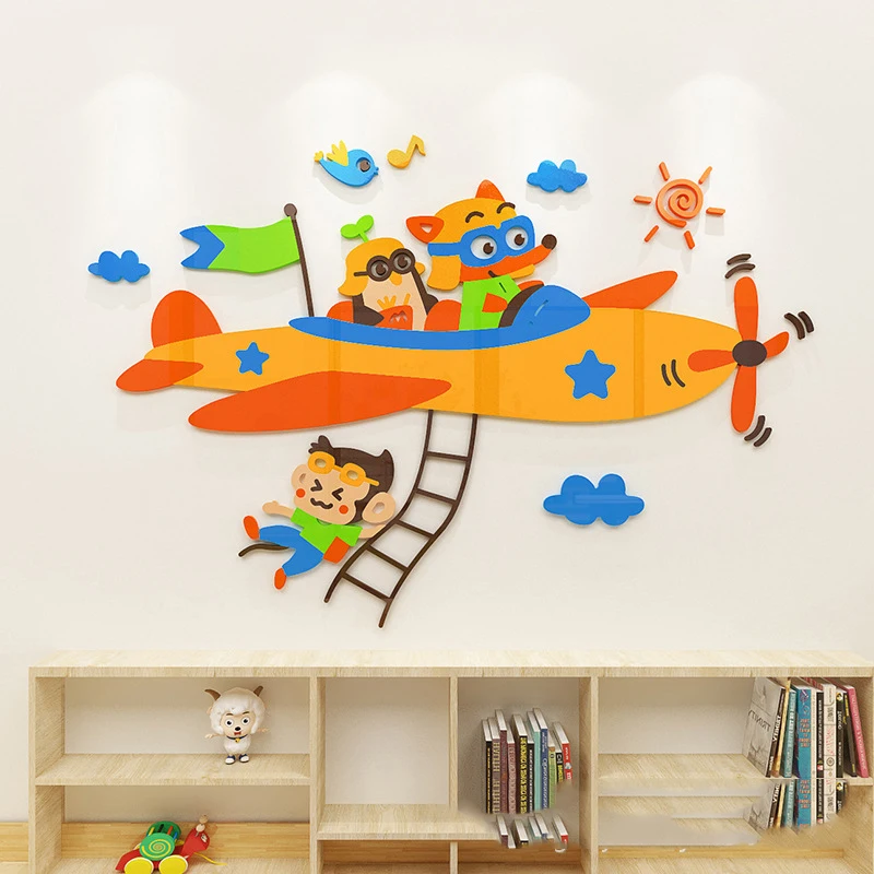 Small Animal3D Three-Dimensional Acrylic Custom Kindergarten Wall Environment Layout Children's Room Decoration Stick