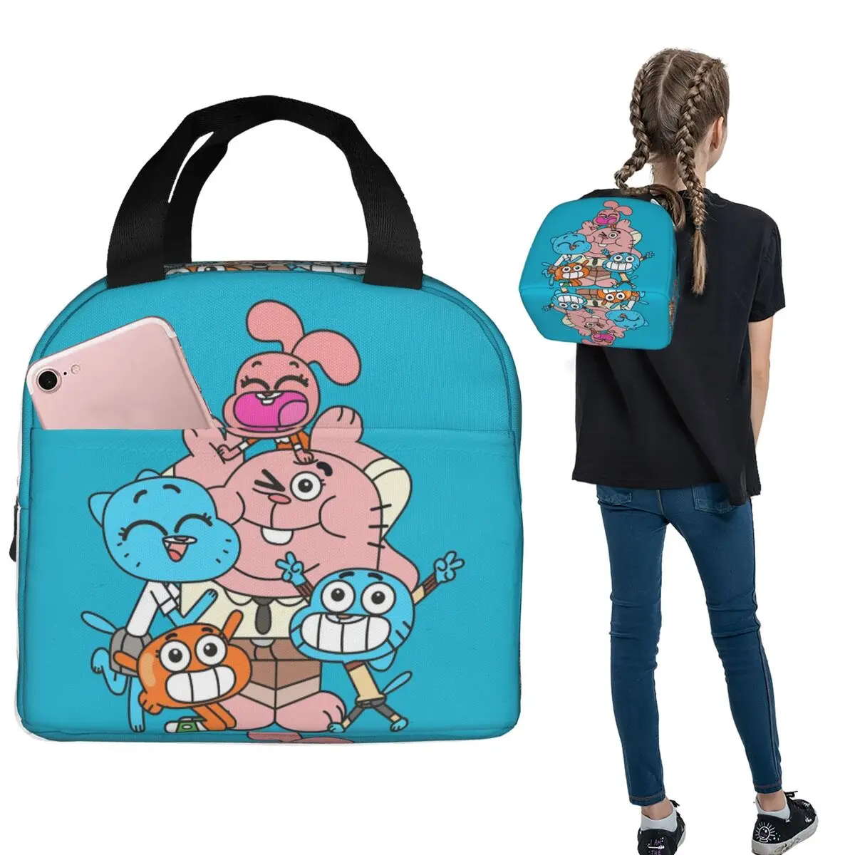 

Изолированная сумка для обеда The Amazing World Of Gumball для женщин и детей, герметичные контейнеры для еды, термосумка для обеда