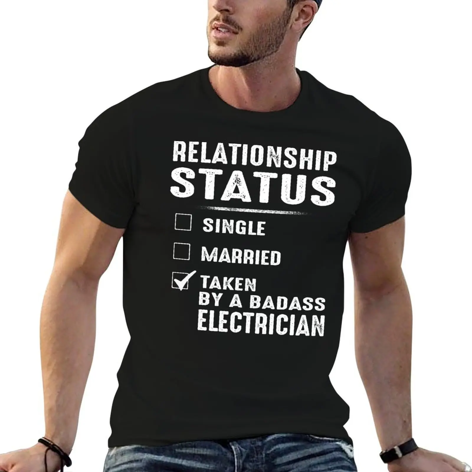 Relationship Status Taken By A Badass Electrician T-Shirt cheap stuff oversizeds mens clothes