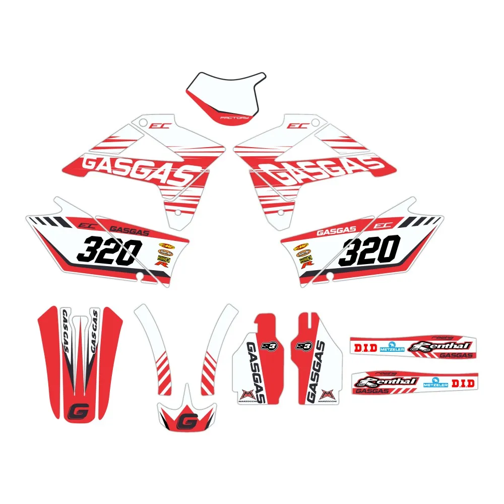 Enduro Motorbike compatible sticker kit White-Red Gas-Gas EC 07-09 mod.2