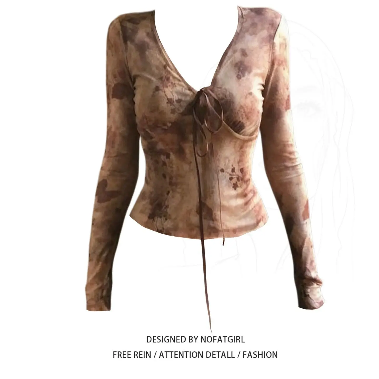 Long Sleeves T-Shirts Women Cute Clothes Delicate Trim Modal Slim-Fit V-Neck Formal Office Working Fashion Elegant Spring Summer