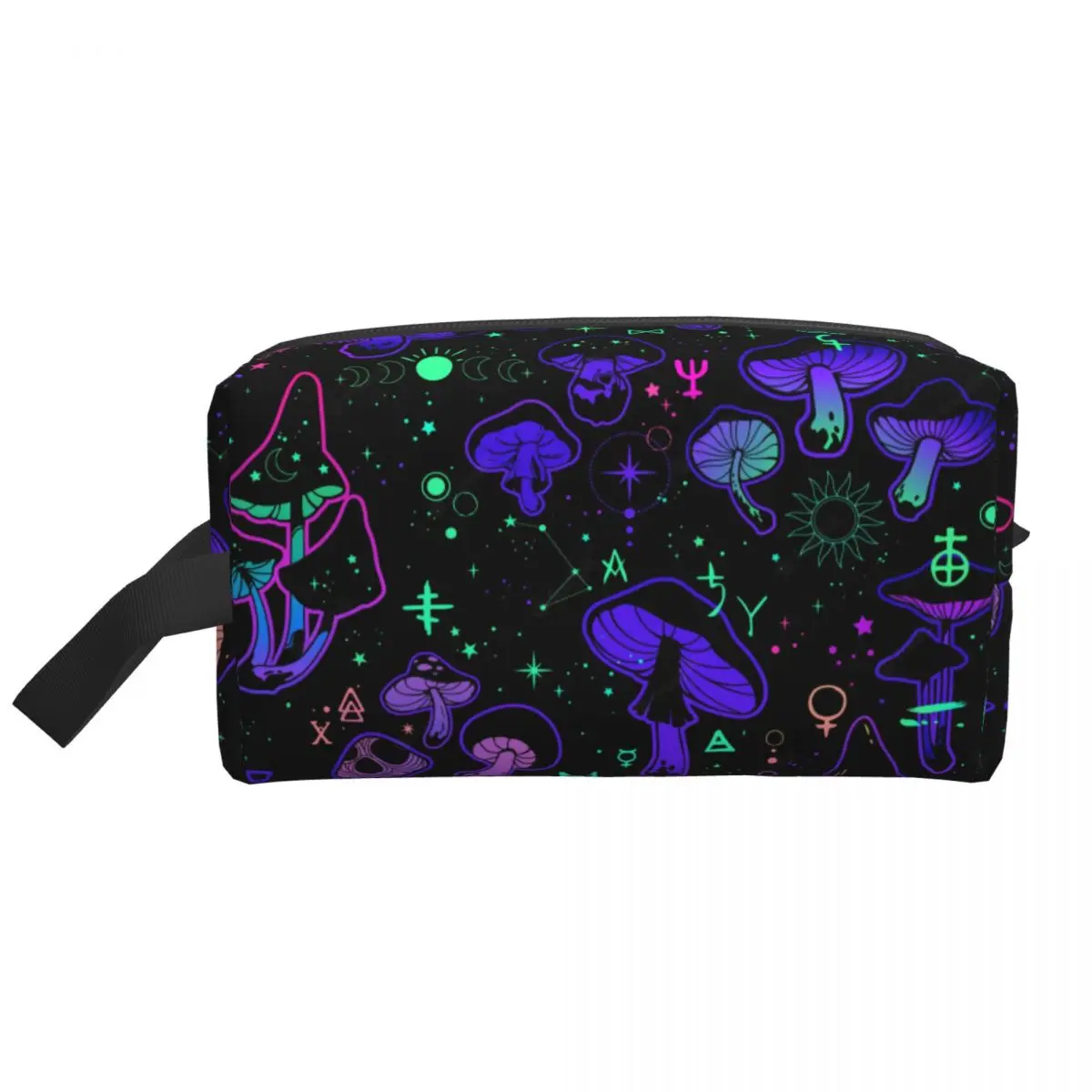 Psychedelic Magic Mushrooms Symbols Boho Makeup Bag Women Travel Cosmetic Organizer Fashion Storage Toiletry Bags