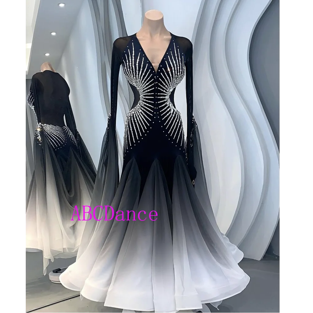 

ABCDance Modern Waltz Tango Ballroom Dance Dress,Smooth feather Dress,Competition Standard Ballroom Dress ,Costume black