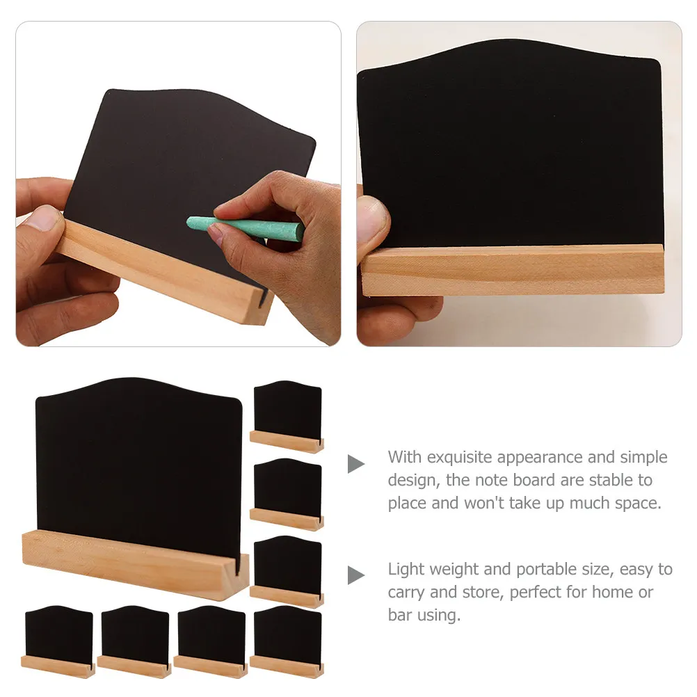 8Pcs Mini Chalk Board Sign Double-Sided Reusable Erasable Blackboard with Solid Wood Easel for Cafes Boutiques Events Desk Decor