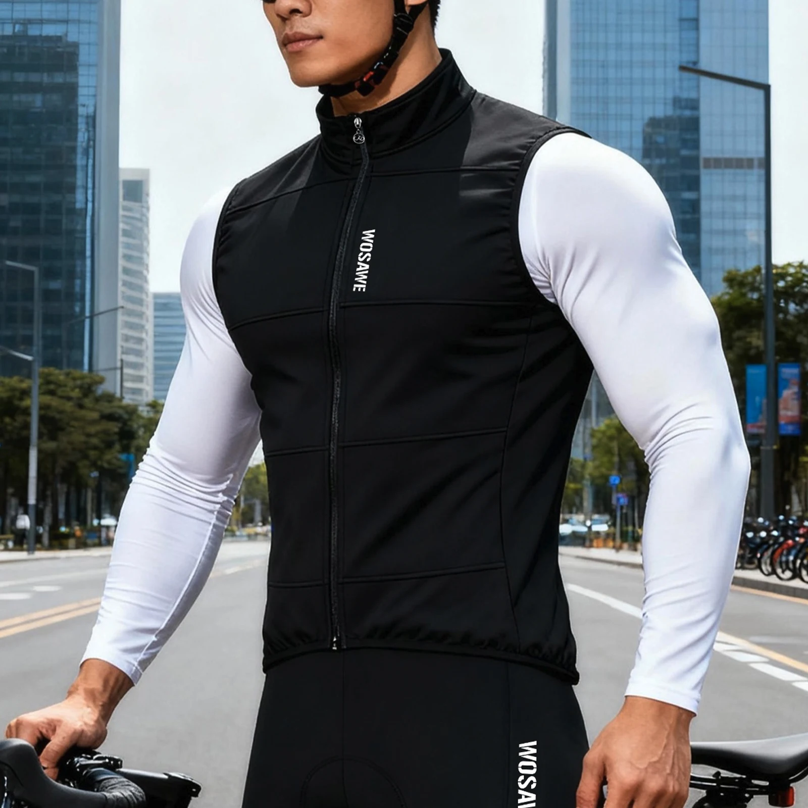 WOSAWE Winter Cycling Vest Warm Ciclismo Sleeveless Bike Bicycle Jacket MTB Coat Windproof Cycling Clothing Gilet no pockets