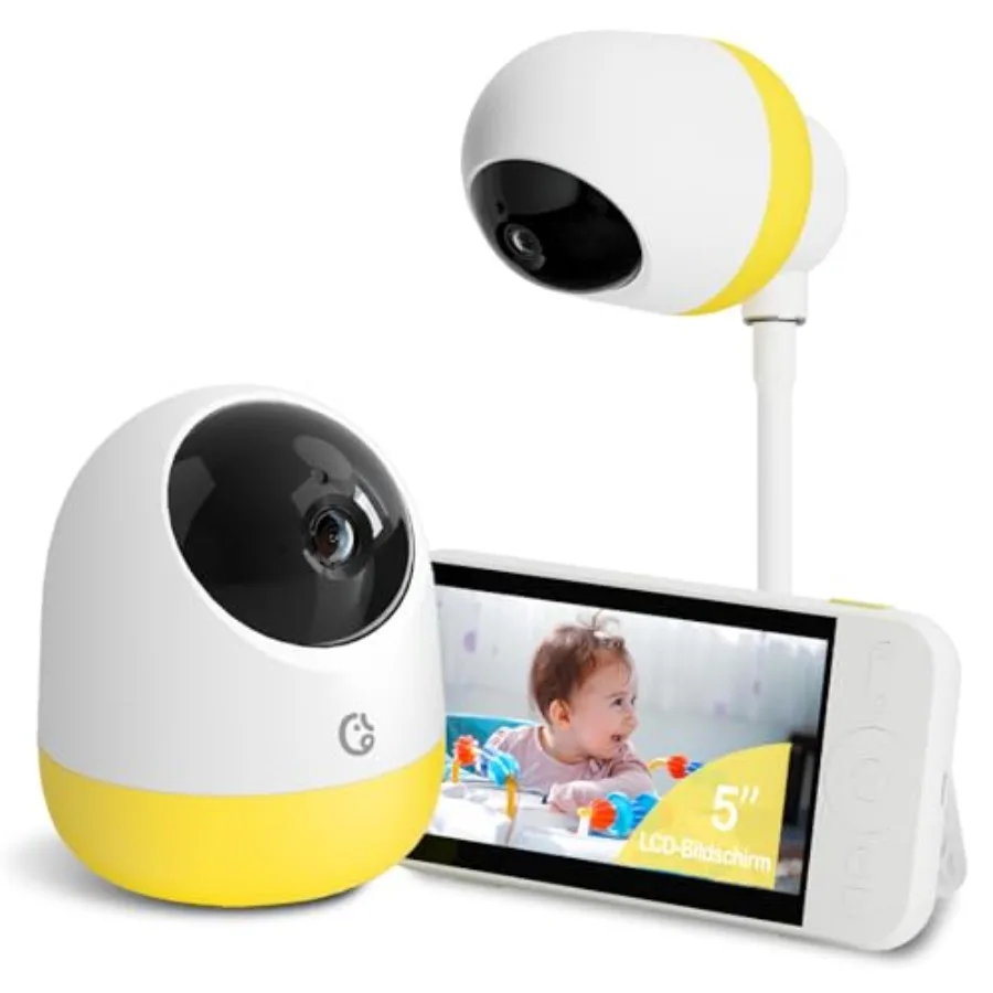 

Ellie Pro Baby Monitor with Camera and Audio 5'' IPS 2K UHD Resolution 6000mAh Battery Remote Pan-Tilt 5X Zoom 2-Way Talk No Wi