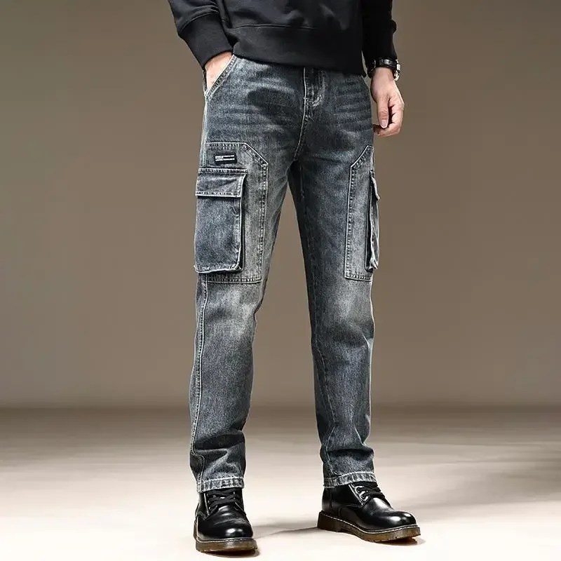 

Spring Autumn Jeans For Men Black Trousers Wide Leg Man Cowboy Pants Xs 2024 Trend Cotton Premium Y2k Streetwear Vintage