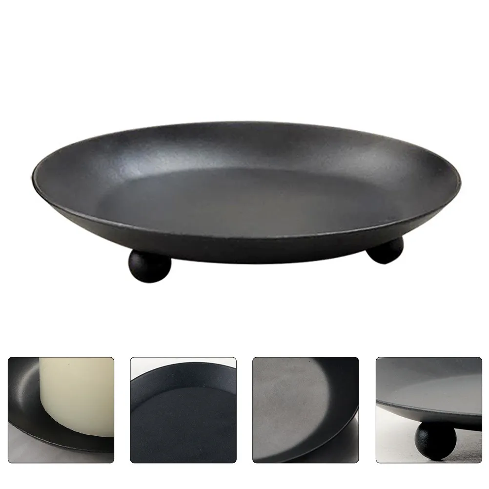Support décoratif compact et peu encombrant en fer pour bougies piliers – Idéal pour les fêtes, la maison et la salle à manger