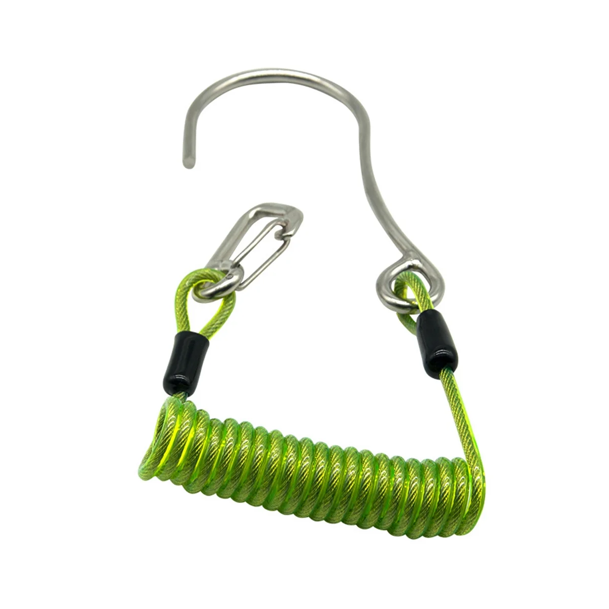 Single Head Dive Reef Rafting Hook Stainless Steel Reef Hook Spiral Coil Spring Cord Dive Safety Accessory - Green