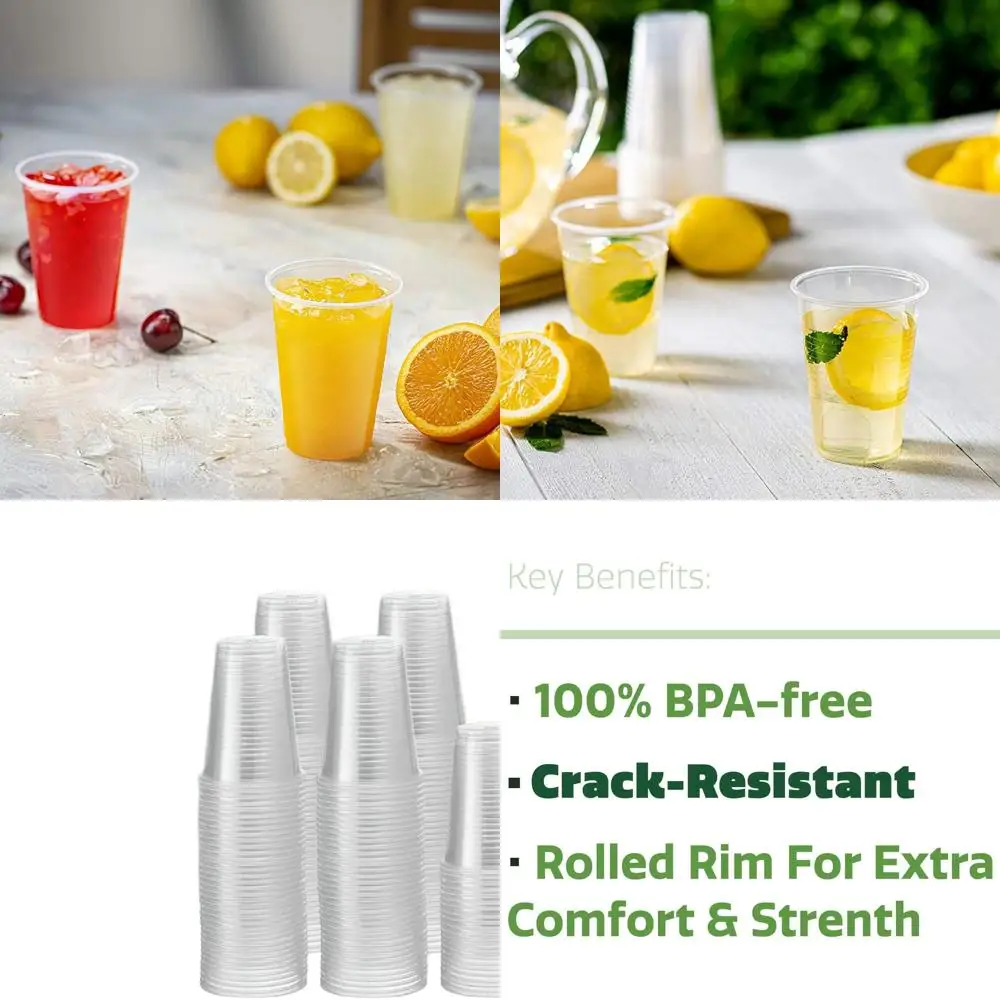 

Упаковка из 2000–9 унций прозрачных пластиковых стаканчиков для вечеринок, одноразового использования, кристально чистых, без BPA, прочный полипропилен