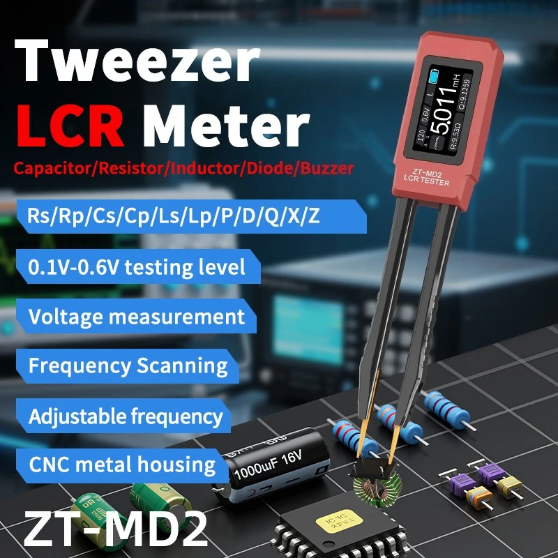 

Интеллектуальный цифровой измеритель LCR ZT-MD2 (пинцет-измеритель) для тестирования резисторов, индукторов и конденсаторов