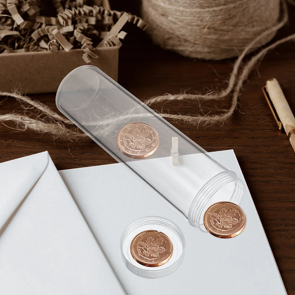 6Pcs Coin Tubes Clear Plastic Holders for Quarter Dimes Pennies Coin Collection Storage Organizer Dispenser Money Bank