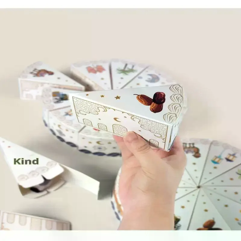 10Pcs Triangular Cake Shaped Paper Gift Box Cookie Candy Baby Shower Favors Treat Kids Birthday Party Dessert Packaging Boxes