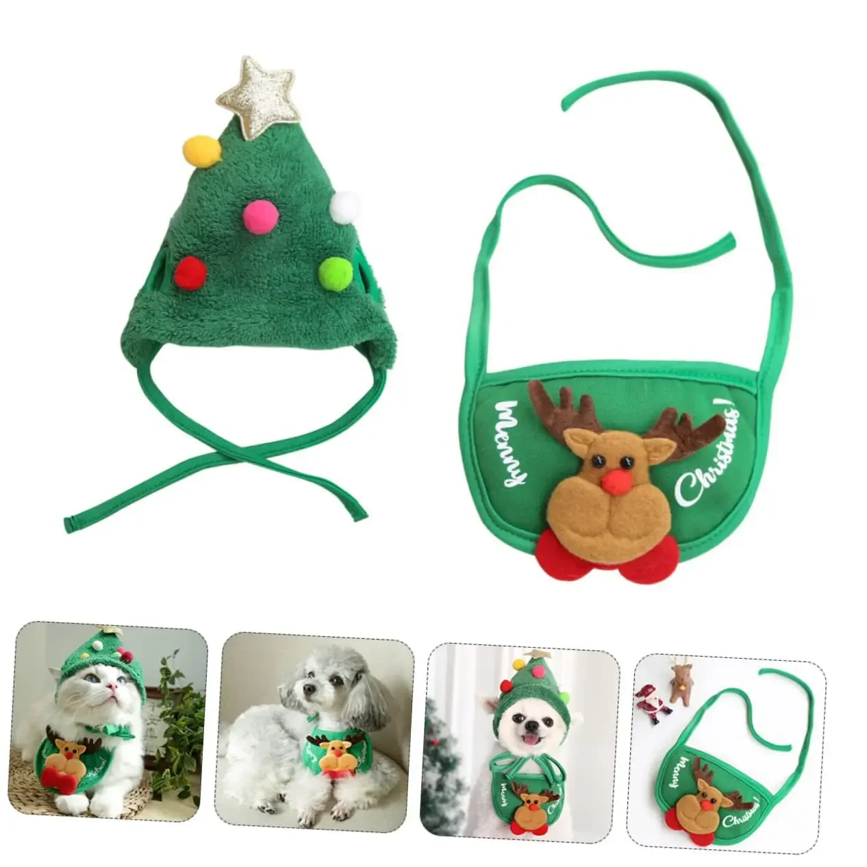 Lustiger Hund Weihnachtsmütze Haustiere Weihnachtsmann Lätzchen Neujahr Party Cosplay Kostüm Welpenmütze Niedliche Katzen Bandana Kleidung Accessoires Geschenk