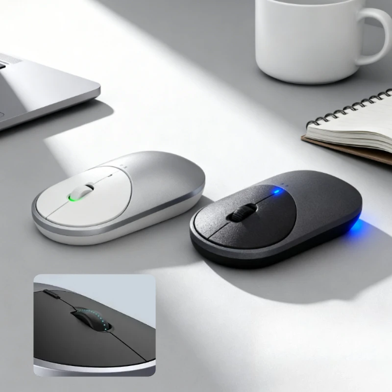 Portable Mouse Wireless Dual-Mode Silent Mouse Rechargeable Ergonomic Gaming Mouse Right Scroll Mice for Laptop Computer