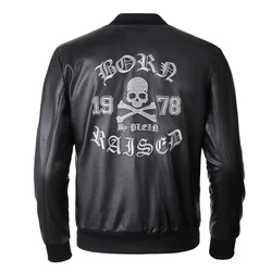 leather jacket men's PU1978 skull hot diamond embroidery fashion motorcycle jacket top of the line winter luxury  uomo plein