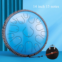 Hluru Steel Tongue Drum 15 Notes 13 Inch Key C Tank Drum Glucophone Handpan Meditation Yoga
