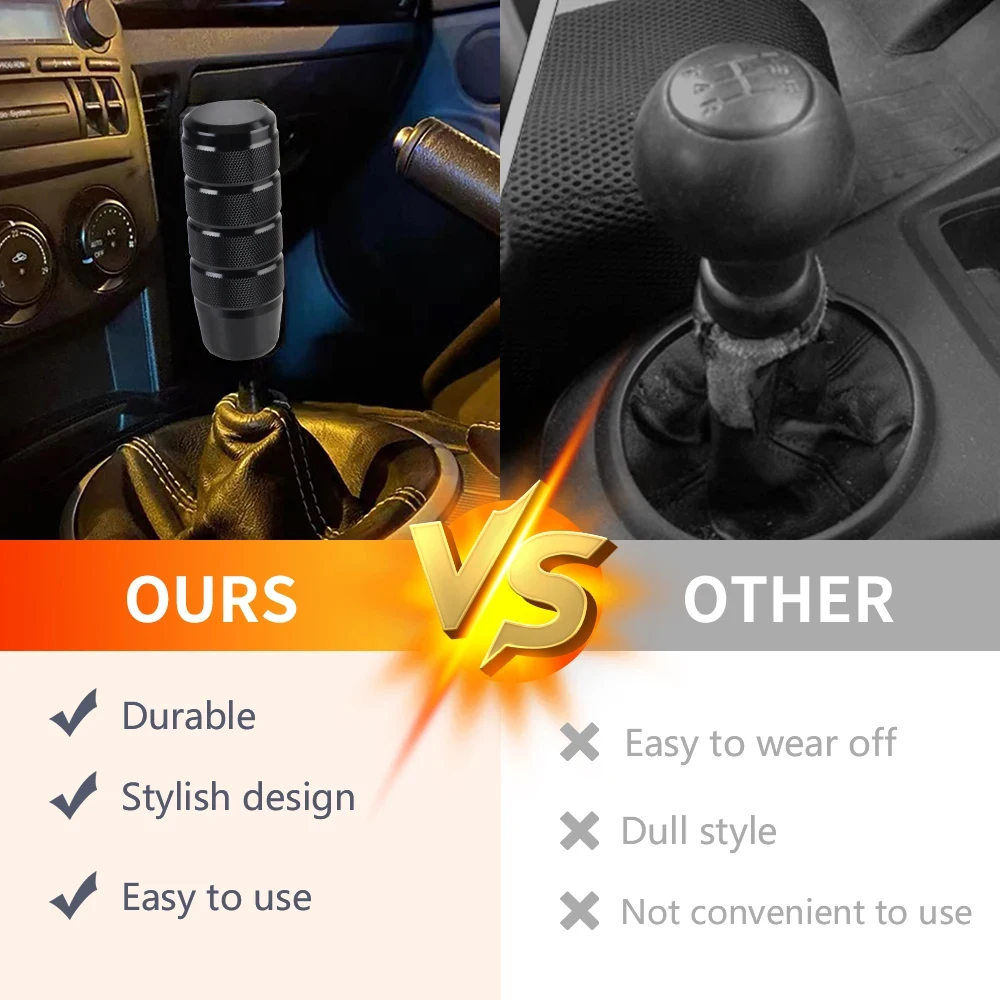 Universal Gear Shift Knob Manual Transmission Non-Slip New Style Aluminum knurled Shifter Lever Knob 95MM