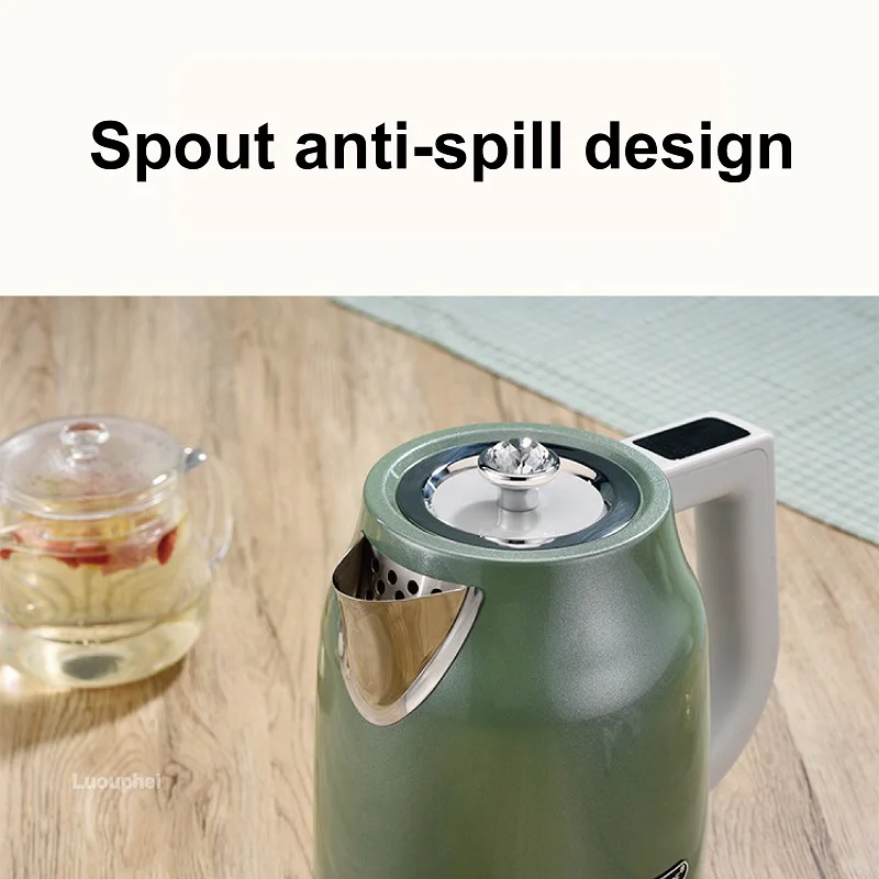 غلاية كهربائية 220 فولت 1.7L 304 غلاية غليان من الفولاذ المقاوم للصدأ إيقاف تشغيل تلقائي للتحكم في درجة الحرارة إبريق شاي غلاية دافئة 1800 وات