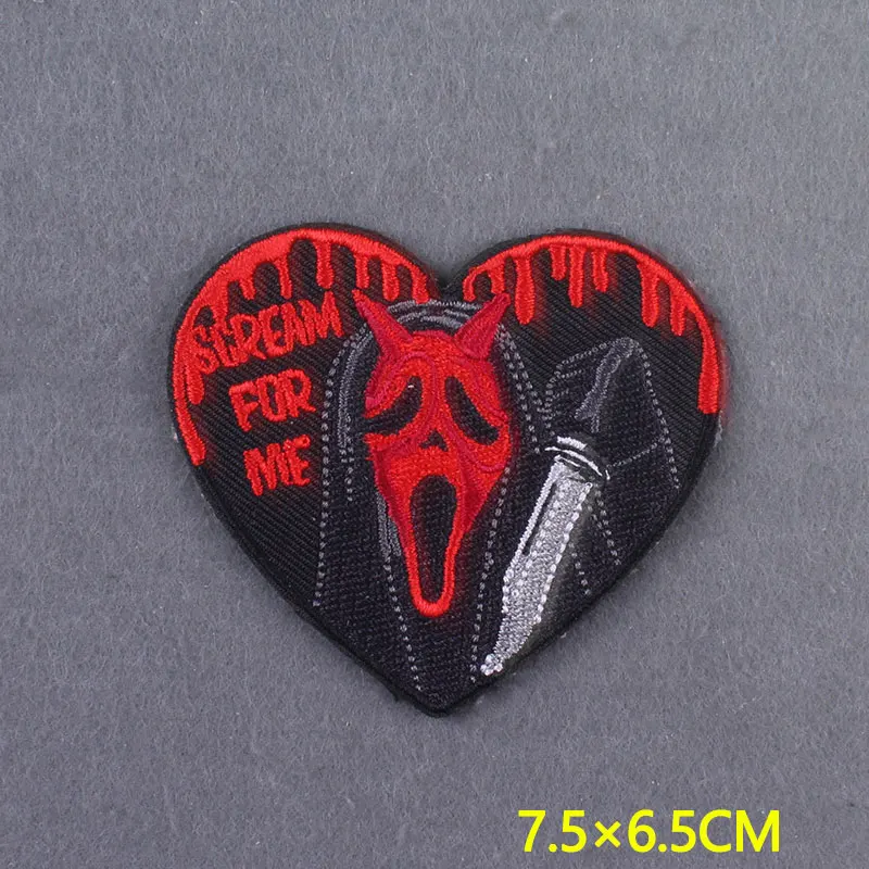 Horror Embroidery Patch Clothing thermoadhesive Patches On Clothes Skull Clothes Stripes Iron On Patches On Backpack Accessory