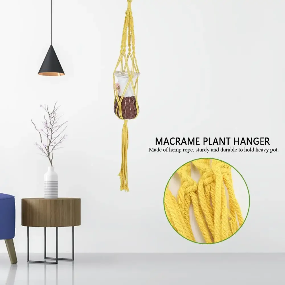 1PCS Macrame Plant Hanger Indoor Outdoor Hanging Flowerpot Hemp Cord Basket Holder