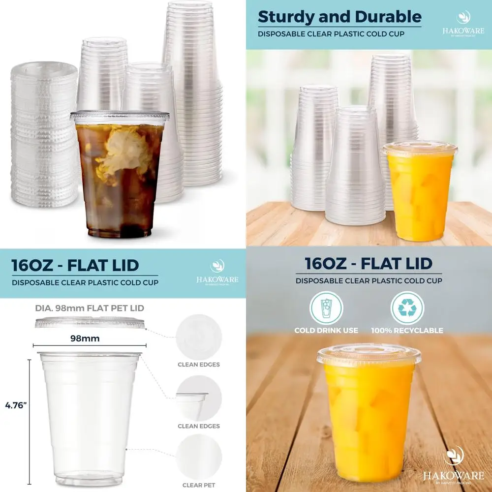 

Сверхпрозрачные пластиковые холодные стаканчики, одноразовые, 16 унций, идеально подходят для свадеб и вечеринок, с плоскими крышками, стаканные аксессуары для питья